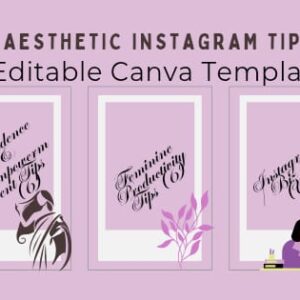 Feminine Aesthetic Insta Tips Post Pack (30 Editable Templates)